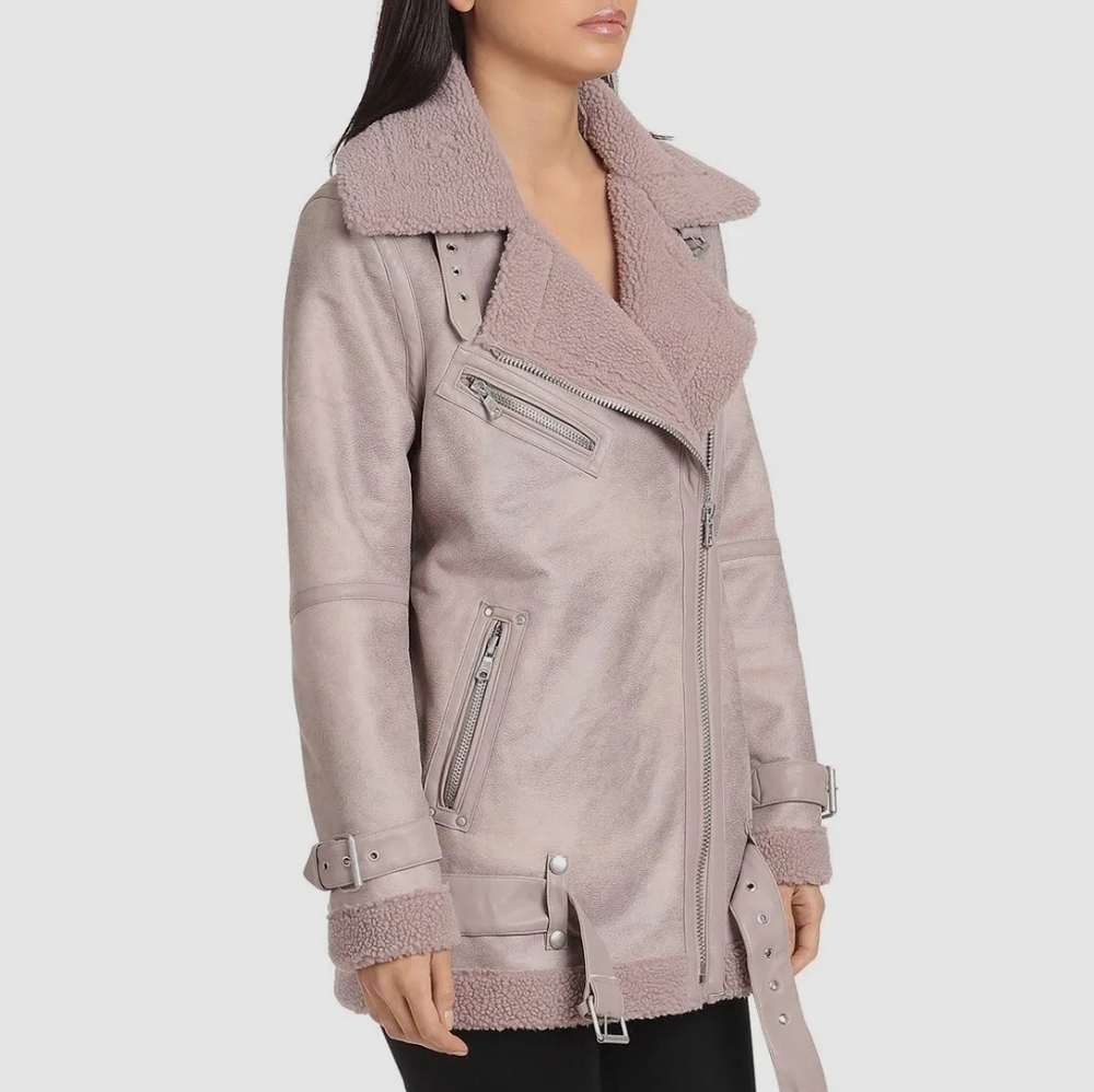Avec Les Filles Oversized Faux Shearling Biker Jacket
